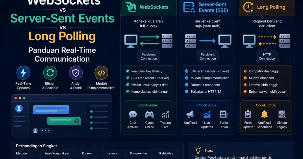 WebSockets vs Server-Sent Events vs Long Polling: Panduan Real-Time Communication